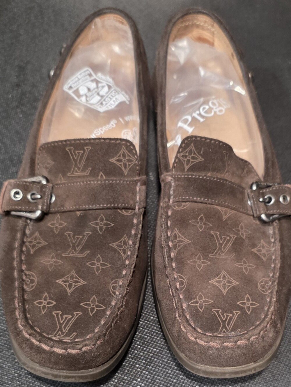 HTF Louis Vuitton Monte Carlo Brown Suede Monogram Loafers TD0064 Sz 38.5